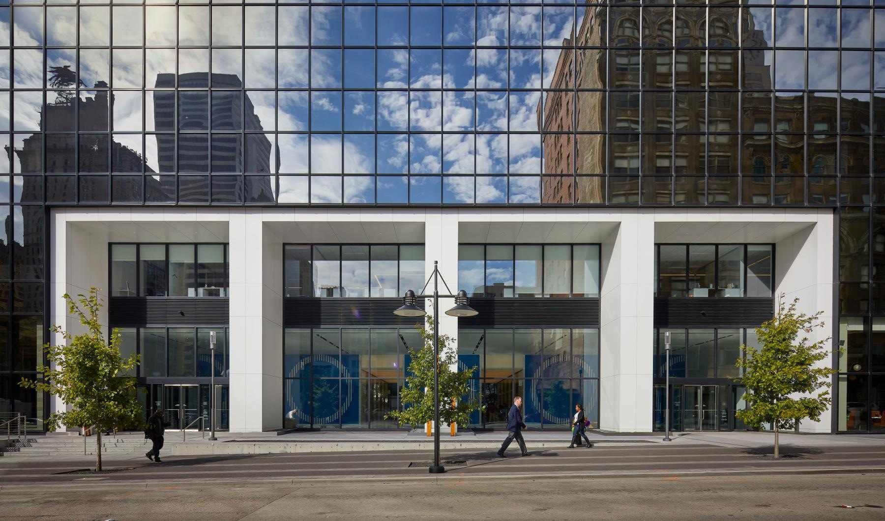 Close to the center of everything a building with glass windows